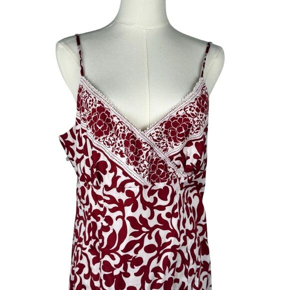 Hart of Dixie Style Red‎ White Print Sundress Women's 12 Cotton Midi Cottagecore - Picture 3 of 16